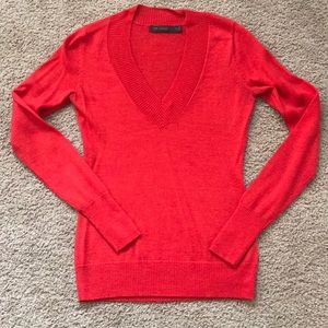 Vibrant coral v-neck sweater from The Limited